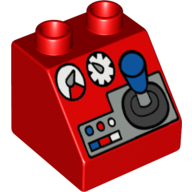 Lego Duplo Brick 2 x 2 Slope 45 with Joystick and Controls Print / Red