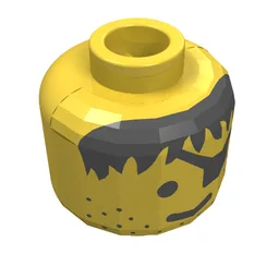Minifig Head Pirate / Wolfpack, Eyepatch, Stubble, Black Hair Print [Blocked Open Stud] / Yellow
