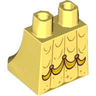 Lego Hips and Legs Under Dress/Robe with Gold Lines, Yellow Ruffles print / Bright Light Yellow