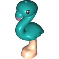 Lego Animal, Bird, Flamingo with Light Nougat Leg, Black Eye and Lavender Beak / Dark Turquoise