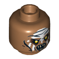 Lego Minifig Head Orc, White Painted Forehead Print [Hollow Stud] / Medium Nougat