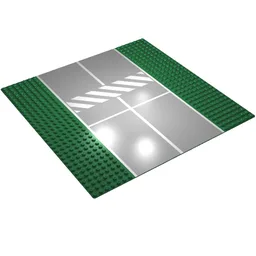 Baseplate 32 x 32 with 7-Stud Straight with Runway / Road Crosswalk Print / Green