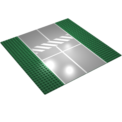 Lego Baseplate 32 x 32 with 7-Stud Straight with Runway / Road Crosswalk Print / Green