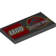 Lego Tile 2 x 4 with 'LEGO JURASSIC PARK' Logos print