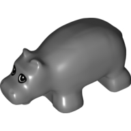 Lego Duplo Animal Hippo Baby With Eyes Print / Dark Bluish Gray
