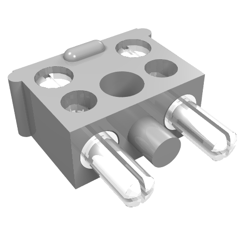 Lego Electric Connector, 2 Way Male Squared Narrow Long [Complete Assembly] / Light Gray