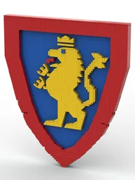 Brick-Built Crusader / Lion Shield (Blue Background)