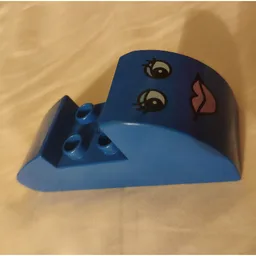 Duplo Brick 2 x 6 x 2 Rounded Ends with Female Face Print / Blue