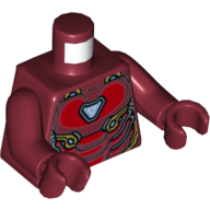Lego Torso Armor with Red Plates, Light Blue/White Triangle (Arc Reactor) Print (Iron Man), Dark Red Arms and Hands / Dark Red