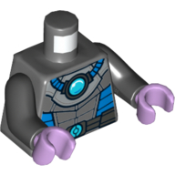 Lego Torso Diving Suit, Blue Sides, Hoses, Light Blue Circle, Belt Print, Black Arms, Lavender Hands / Dark Bluish Gray