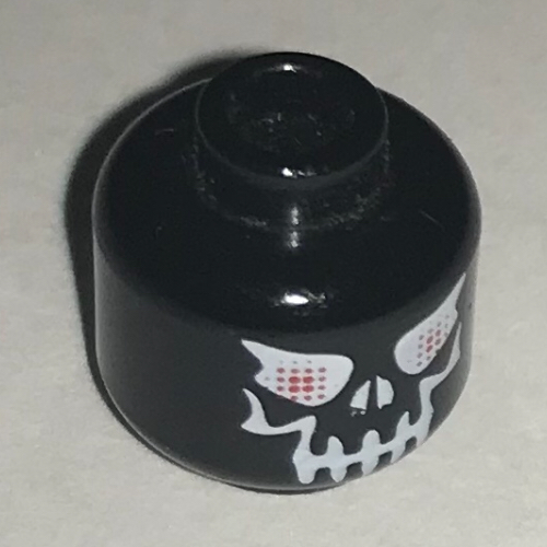 Lego Minifig Head Alpha Team Ogel Minion, Skull Evil with Eyebrows, White Print, Red Eyes [Blocked Open Stud] / Black
