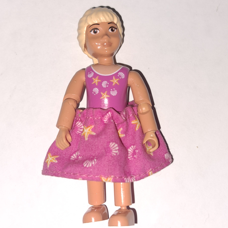 Lego Belville Figure, Girl, Medium Dark Pink Skirt, Bows, and Headbands