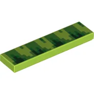 Tile 1 x 4 with Green Pixelated Greenery Print / Lime