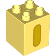 Duplo Brick 2 x 2 x 2 with Yellow 'I' Print / Bright Light Yellow