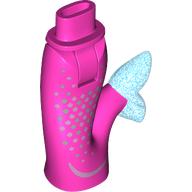 Lego Minidoll Hips and Fishtail (Mermaid) with Metal Blue/Metal Pink Dots, Opal Trans-Dark Blue Fin print
