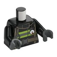 Torso Coat with Reflective Stripes with Utility Belt / Fire Badge on Back Print, Black Arms, Dark Bluish Gray Hands / Black