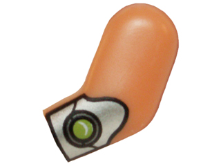 Lego Arm, Left with Silver Gauntlet with Lime Jewel Pattern