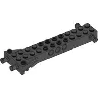 Technic Brick Special 12 x 2 with 2 Side and 2 End Pins, Technic Holes, and 4W Flared End / Black