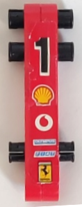 Lego Stickered Assembly 6 x 1 x 1 with Black Number 1, Shell, Vodafone, Olympus, Fiat and Ferrari Logos Pattern (Sticker) - Set 8386