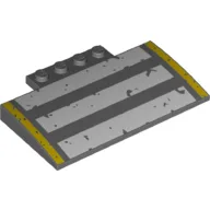 Brick Curved 5 x 8 x 2/3 with White and Yellow Stripes Print / Dark Bluish Gray