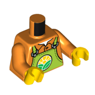 Lego Torso Overalls, Lime with Grocery Store Logo Print, Orange Arms, Yellow Hands / Orange