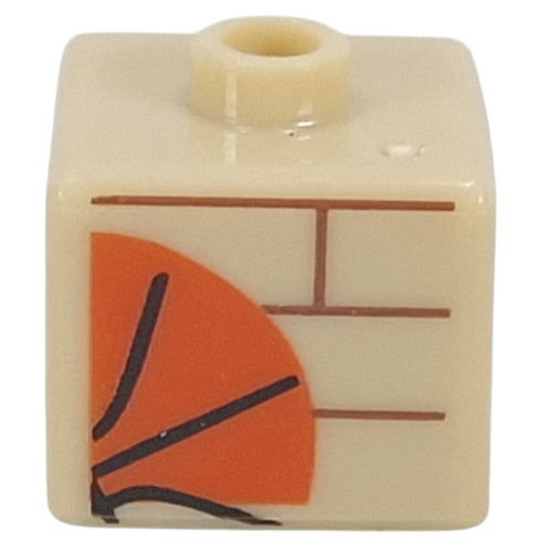 Lego Pen Bead, Square with Basketball, Bricked Wall print / Tan