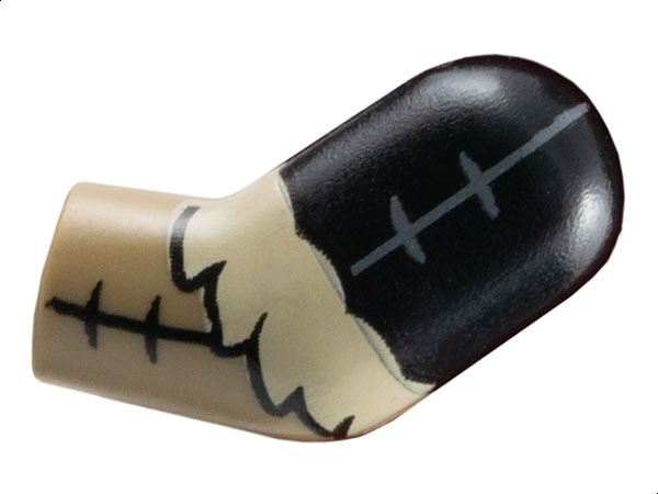 Lego Arm, Left with Molded Black Short Sleeve and Printed Stitching and Tan Fur Pattern
