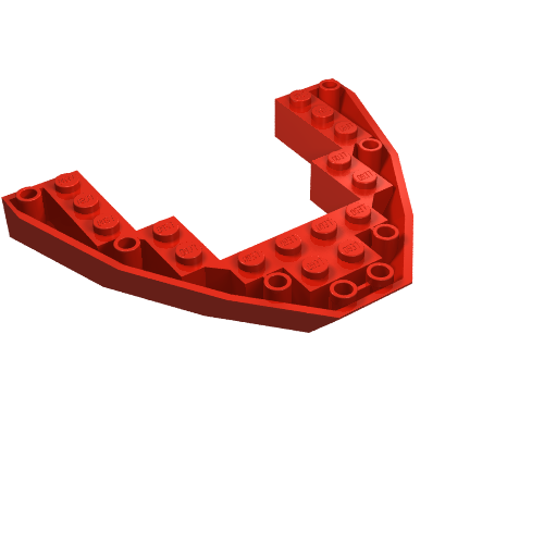 Lego Brick Wedged, Sloped Inverted 8 x 10 x 1 Boat Bow / Red