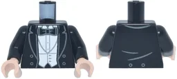 Torso Tuxedo Jacket with White Vest and Shirt and Black Bow Tie Pattern / Black Arms / Light Nougat Hands / Black
