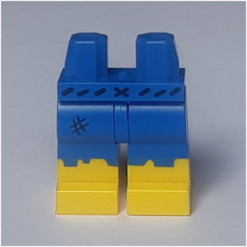 Lego Hips with Blue Legs and Yellow Boots Pattern with Tatty Blue Hem, and Black Notch Belt Print