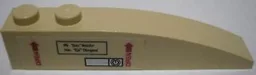 Slope, Curved 6 x 1 with 2 Studs with Red 'OPEN' and Arrows, Silver Handle and Lock, Black 'Plt. "Jazz" Boucher' and 'Nav. "Kid" Thorogood' in Rectangle Pattern Model Right Side (Sticker) - Sets 7298 / 7477