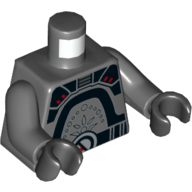 Lego Torso Armor with Black Plates with Red Button Print (Inquisitor Fifth Brother), Dark Bluish Gray Arms, Black Hands / Dark Bluish Gray