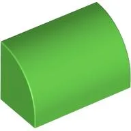 Brick Curved 1 x 2 x 1 No Studs / Bright Green