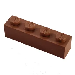 Modulex Brick 1 x 4 with LEGO on Stud / Modulex Terracotta