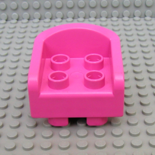 Lego Duplo Chair with 4 Studs, Curved Back and Feet / Medium Dark Pink