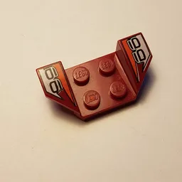 Mudguard 2 x 4 with 2 x 2 Studs and Flared Wings, '66' and White Print / Dark Red