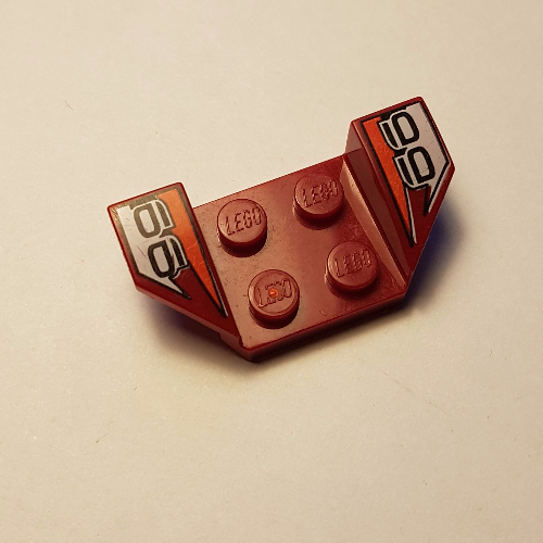 Lego Mudguard 2 x 4 with 2 x 2 Studs and Flared Wings, '66' and White Print