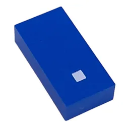 Modulex Tile 2 x 4 with White '.' Print, without Internal Supports / Modulex Tile Blue