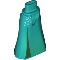 Lego Minidoll Hips and Full Length Skirt with Dark Green Trim, Lime/Bright Light Blue Decorations print / Dark Turquoise