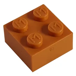Modulex Brick 2 x 2 with M on Studs / Modulex Orange