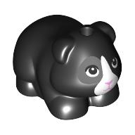 Lego Animal, Guinea Pig with White/Dark Bluish Grey Face, Bright Pink Nose print / Black