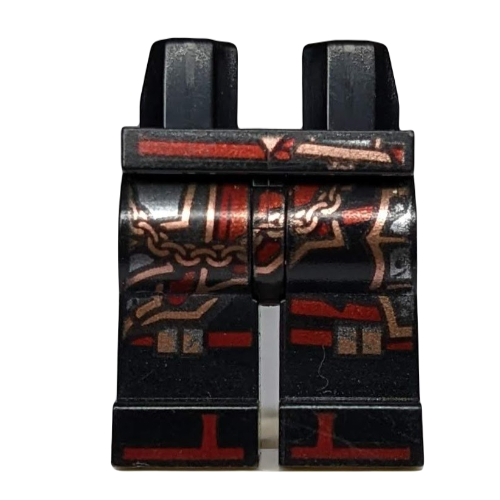 Lego Hips and Black Legs with Copper and Silver Armor, Copper Chain, Dark Red Trim Print / Black