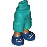 Lego Minidoll Hips and Cargo Pants with Medium Nougat Legs, Dark Blue Shoes print [Thin Hinge] / Dark Turquoise