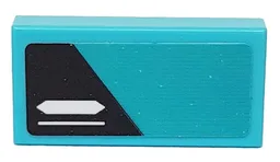 Tile 1 x 2 with White Lines and Black Trapezoid on Medium Azure Background Pattern Model Right Side (Sticker) - Set 76898 / Medium Azure