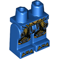 Lego Hips and Blue Legs with Black and Gold Armor, Gold Toes Print / Blue