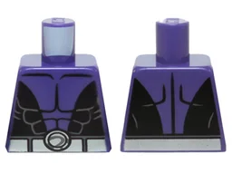 Torso Batman Muscles Outline, Open Black Shirt and Silver Belt Pattern / Dark Purple