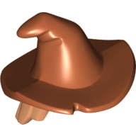 Lego Hair and Hat, Floppy Witch Hat with Nougat Hair Print / Dark Orange