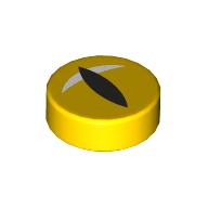 Lego Tile Round 1 x 1 with Black Animal Eye print / Yellow