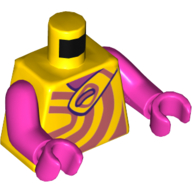 Lego Torso Tank Top, Coral Swirl Pattern, and Collar Print, Dark Pink Arms and Hands / Yellow