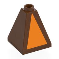 Lego Brick Sloped 75° 2 x 2 x 2 Quadruple Convex with Orange Triangle print